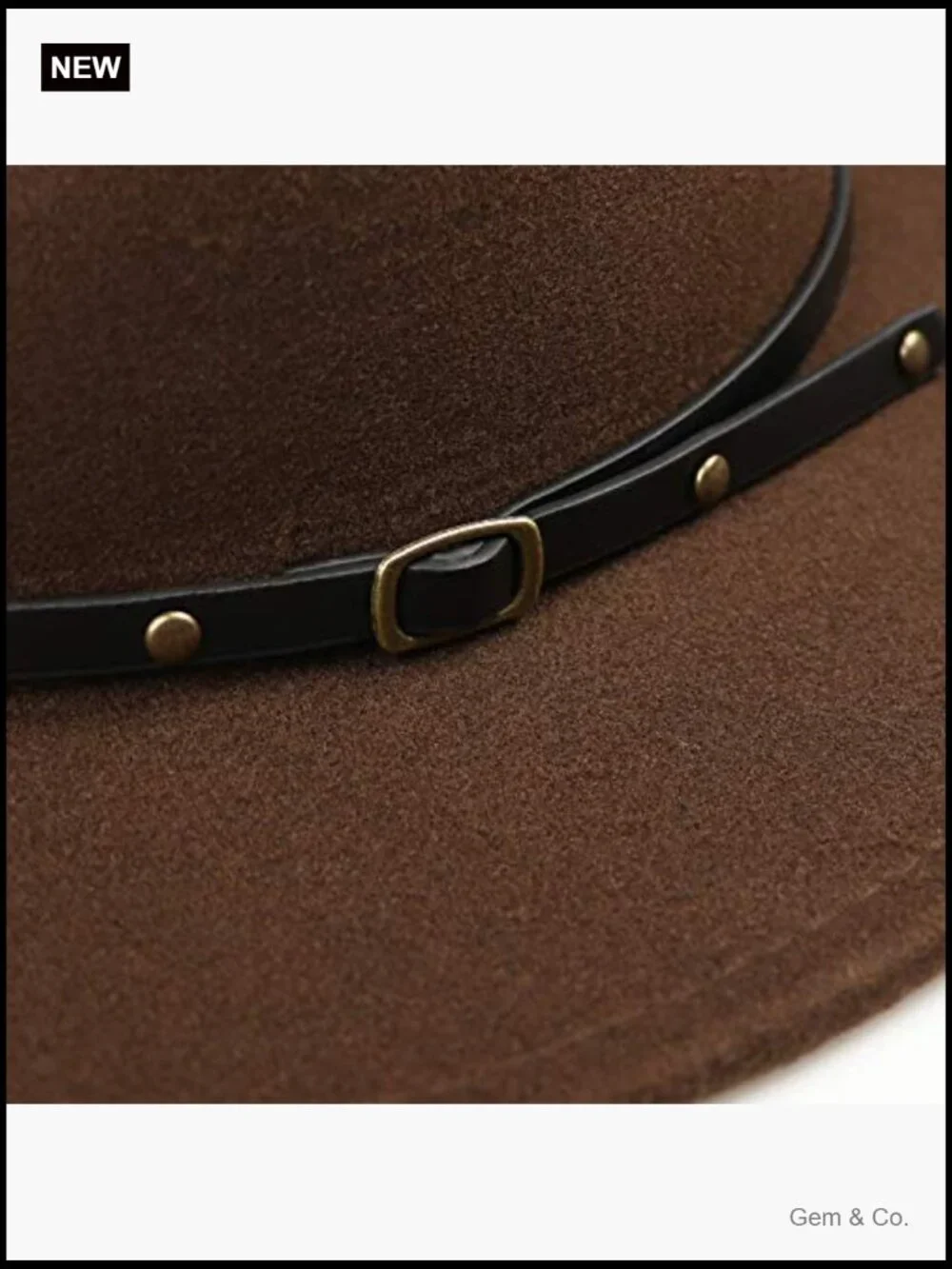 Classic Felt Fedora Wide Brim Floppy Panama Hat with Belt Buckle